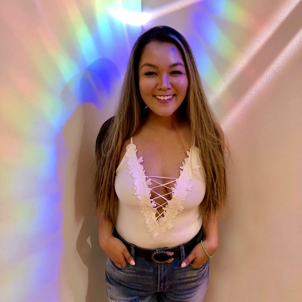 Express white thong bodysuit